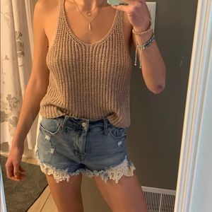 dusty pink crochet top